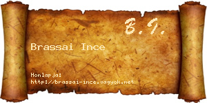 Brassai Ince névjegykártya